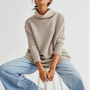 Free People Ottoman Tunic Sweater Women X-Small Oyster Oversized Slouchy Softly
